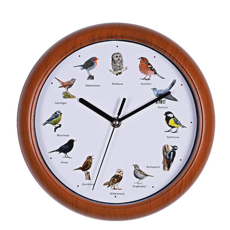 10 Inch Wholesale Cheap Modern Bird Singing Wall Clock Unique Bird