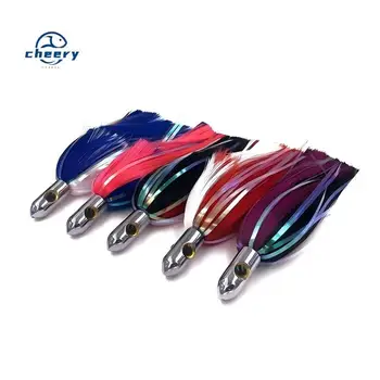 CHEERY 6.5inch Brass Bullet Head Triple Colors Metal Hair Skirt Island Lure Fishing Lure for Saltwater Fish 50g – Metal Jig – view 2