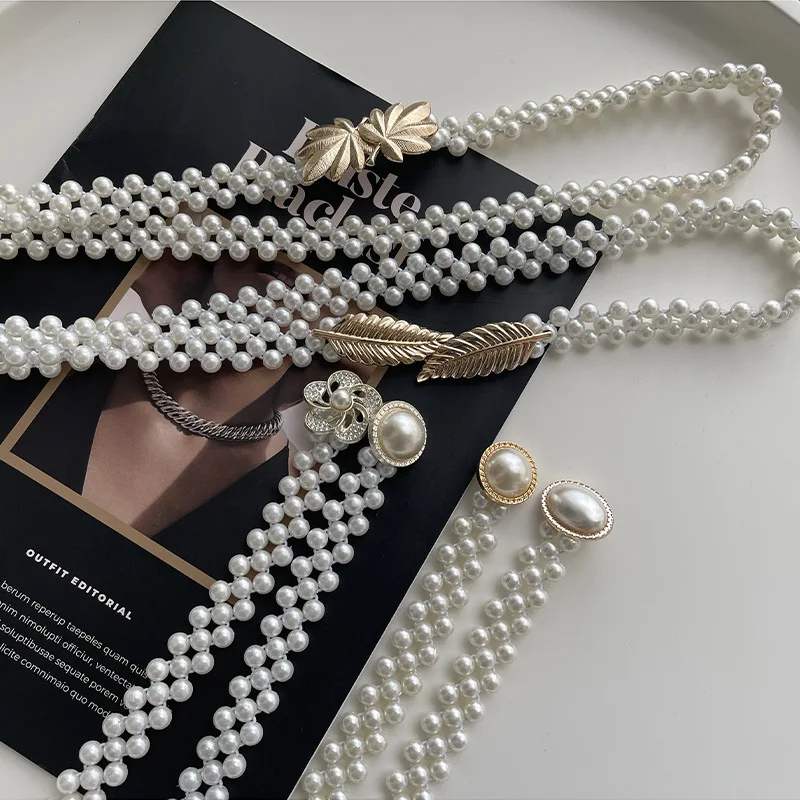 Pearl Waist Belt - Elegant Stretch Belt with Rhinestone  display picture 3