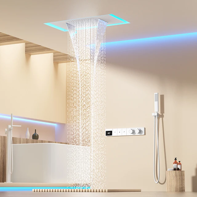 Luxury Temperature Control Digital Shower Set 2024 Bathroom Concealed Shower Set Ceiling Waterfall Shower