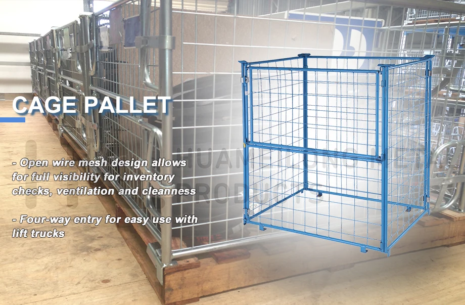Welding stacking steel wire mesh warehouse storage collapsible pallet ...
