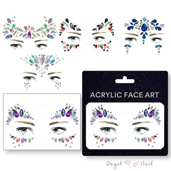 Acrylic Face Jewels Mermaid Rhinestone Tattoo Face Sticker for Festival Party