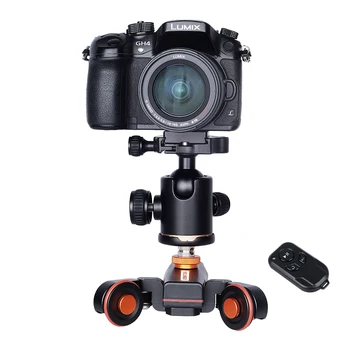 YELANGU 3-Wheels Motorized Autodolly Video Car Slider with Remote,Rechargeable,Three Speed Adjust for Iphone, DSLR Camera