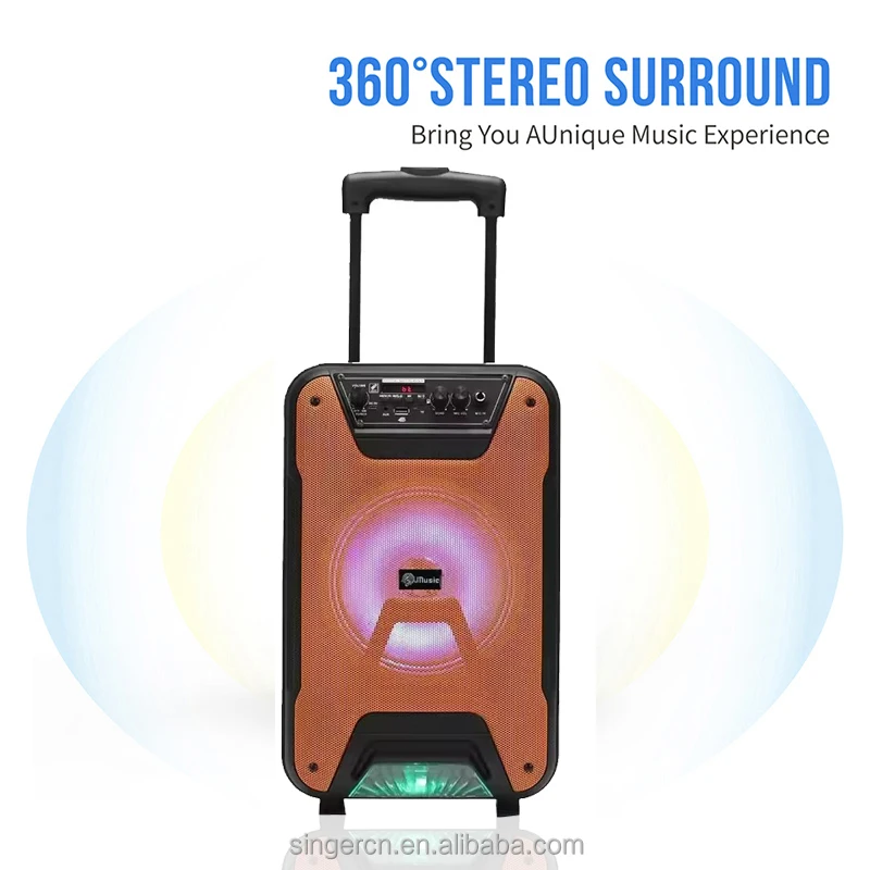 Portable 15W Wireless Bluetooth Trolley Speaker - 8-Inch Subwoofer