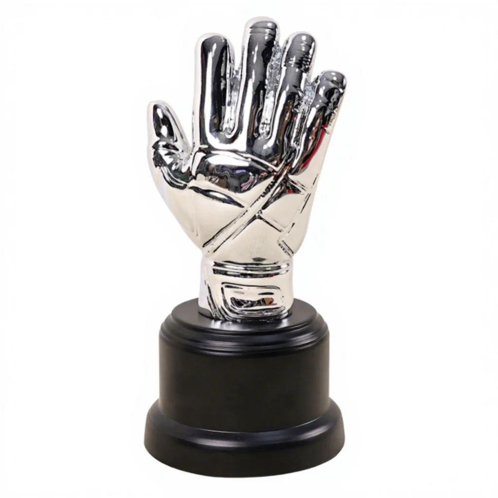 Prêmio Personalizado Melhor Goleiro Troféu de Futebol Prata Plástico Durável Gravação Base Preta Presentes Esportivos de Luxo Souvenir