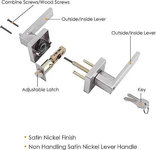 Zinc Alloy Tubular Door Handle with Key Lock and Keys for Wooden Doors