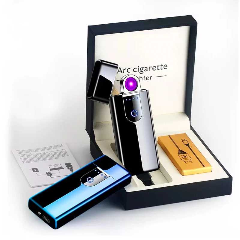 OEM Factory a Special Circle Rotating Windproof Portable Electric Dual Arc Plasma Lighter Cigarette USB Rechargeable Electronic