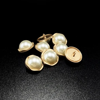 Customizable High End Ladies Buttons And Pearl Decorative Metal Edge Buttons