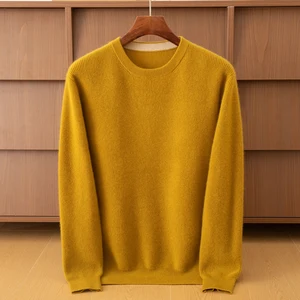 Men's Pure Cashmere Neck Insulation Bottoming Hoodie Standard Needle Ingot Casual Winter Breathable Anti-Pilling Quick Dry Solid