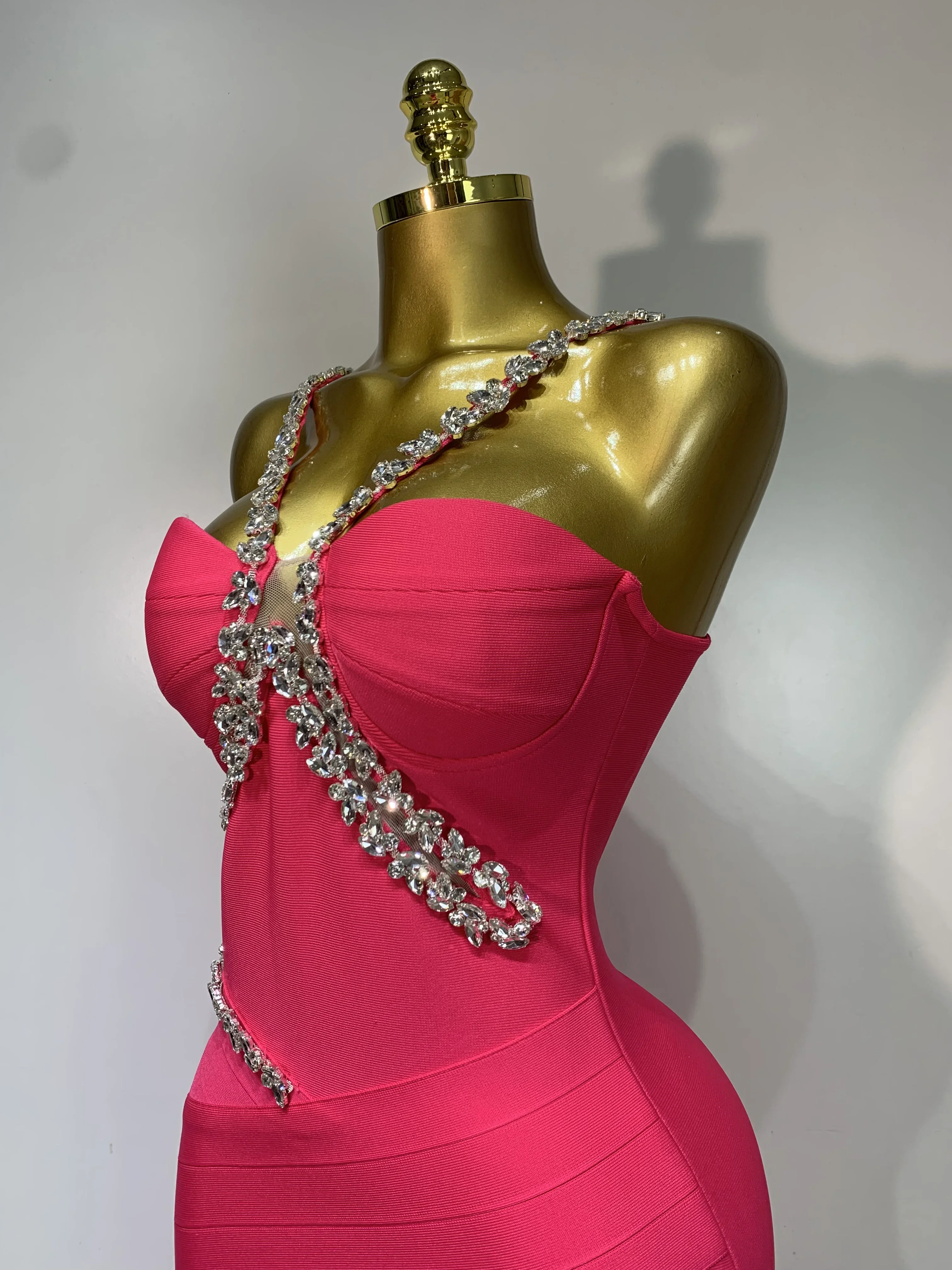 Crystal embellished bodycon dress silhouette