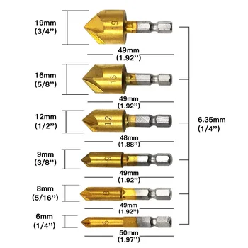 Countersink Drill Bit Set with 82 Degree Center Countersink Bits for Wood