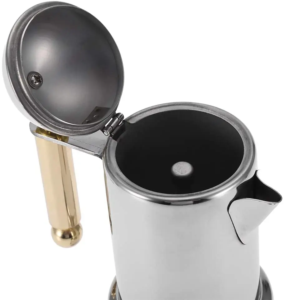 Cups Stainless Steel Moka Pot Stovetop Espresso Coffee Maker Coffee  Brewing Tool With Safety Valve