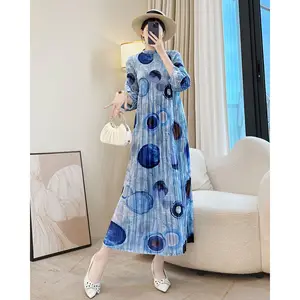 Factory Wholesale Miyake Pleated Dress Women's 2025 New Spring Autumn Long Sleeve Temperament Casual Dress