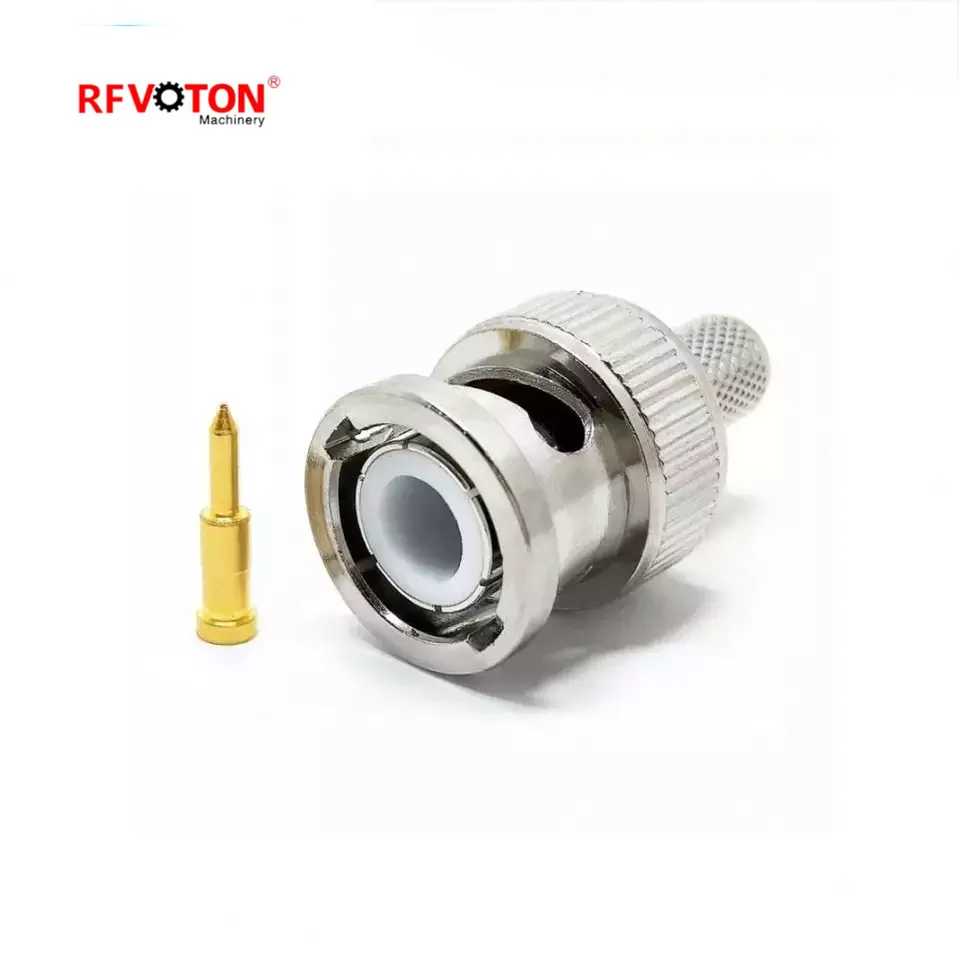 BNC Male Connector Crimp Coaxial Cable RG59 for 3G HD / SDI / CCTV rf connector details