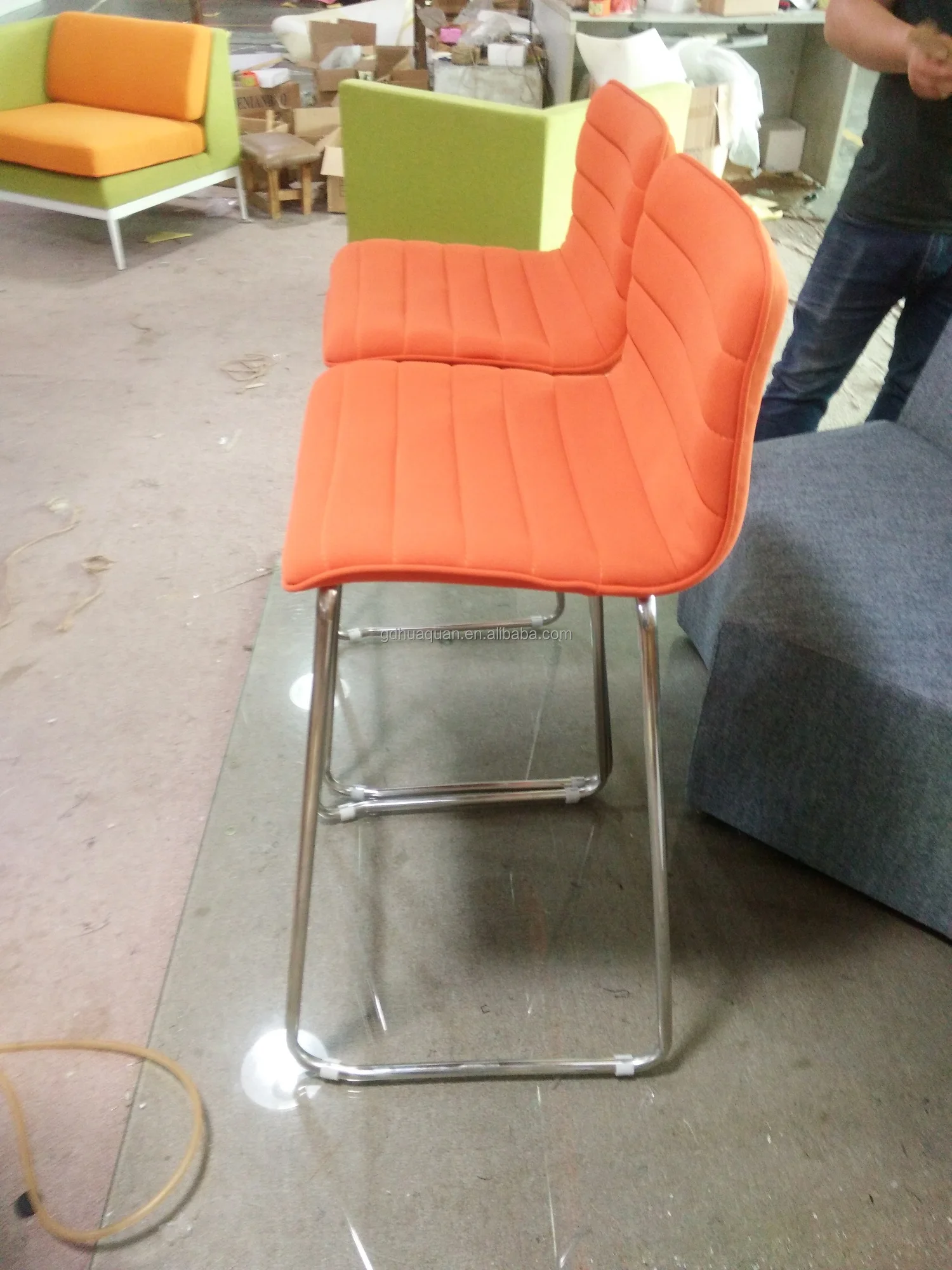 Modern Luxury Bar Chair Steel White Leather Bar Stool Chair Counter