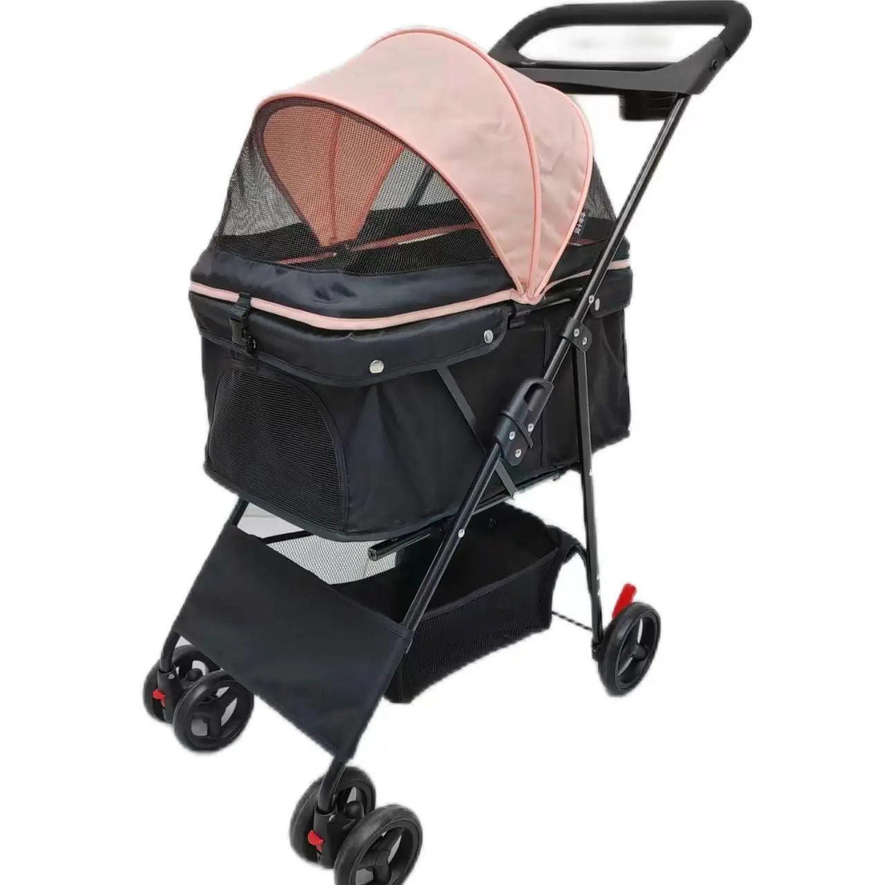 Mesh Skylight Stroller for Small to Large Pets Foldable Cart With 4 Wheels and Cosy Handle Dog Strollers Pet Trolley