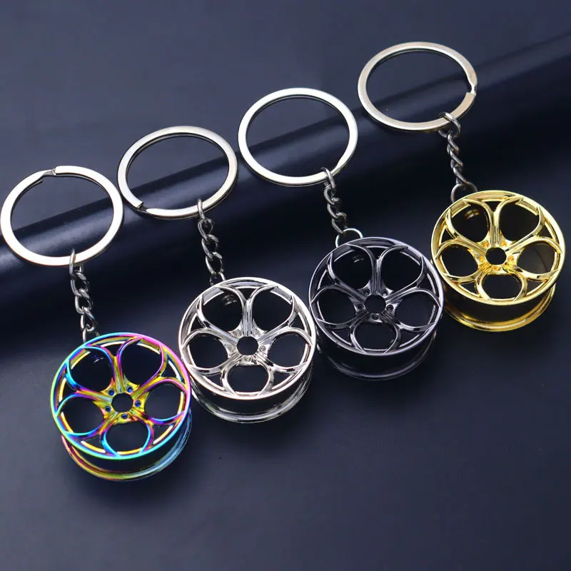 Wholesale Creative Rainbow Wheel Rim Car Keychain 3D Car Keychain  Accessories With Wheel Tire Rim Keychains