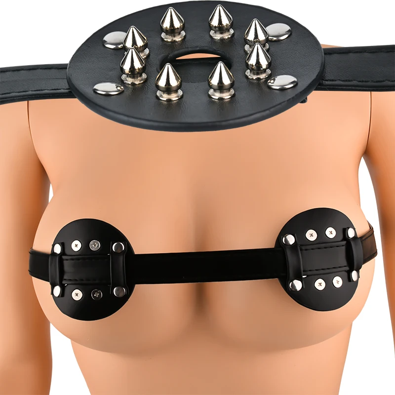 QKKQ Leather studded Spiked Breast Binders Clamps,Body Bondage BDSM Sex  Toys for Women Men Adults Game,Invisible Nipple Sticker
