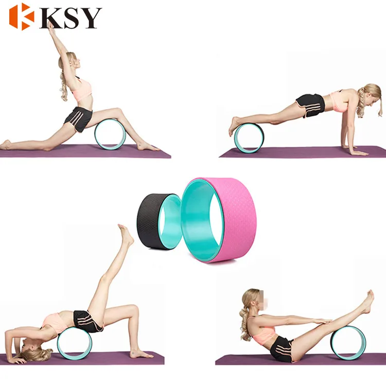 Fewear Yoga Wheel Strong Yoga Roller 12.99X5.51 Back Roller and Stretcher with Thick Cushion for Dharma Yoga Pose Backbend & Stretching Yoga Prop Wheel 