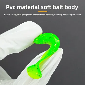 3D Small Fat Fish Root Fishing Two-color Luya Soft Bait T-tail Inverted Lead Hook Soft Worm Fishing Bait for Freshwater Fish 12 – Soft Lure – view 4