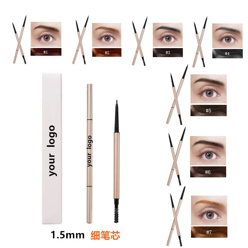 High Quality Double-Head Automatic Eyebrow Pencil New Arrival Gold Waterproof Private Label Chemical Makeup for Eye Use