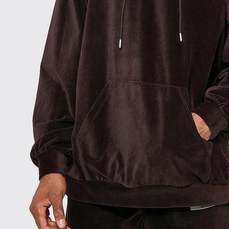 Custom Logo Velour Fabric Hoodie with 430grams and 370grams Fabric Weight for Winter Comfort