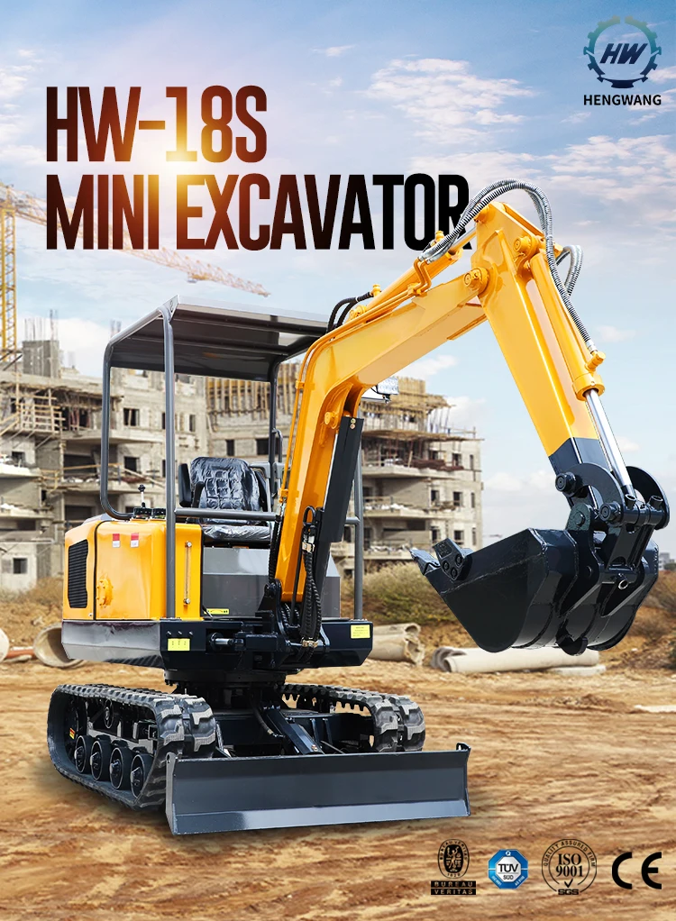 Chinese Hengwang New Mini Crawler Digger 1.8t Excavator Machine ...