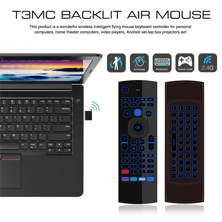 Popular MX3 Smart Voice Remote Control IR Learning 2.4G Wireless One Hand Mechanical Keyboard Backlight MX3 Air Mouse