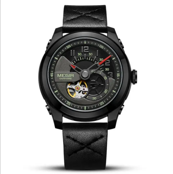 Megir сталь 62050 Горячая продажа Megir часы Брендовые мужские часы автоматические часы из натуральной кожи розовое золото часы
