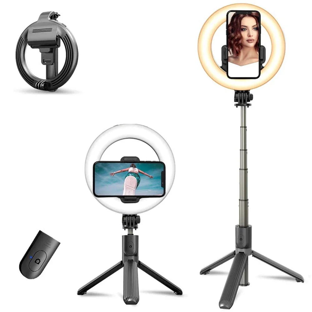 Tiktok Mini Makeup led circle ring light Live Broadcast selfie ring light bluetooth selfie stick