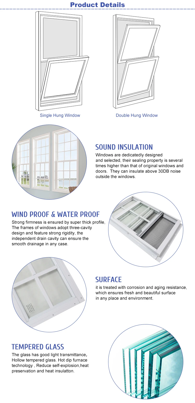 Vertical Lifting Double Hung Window Single Hung Energy Efficient