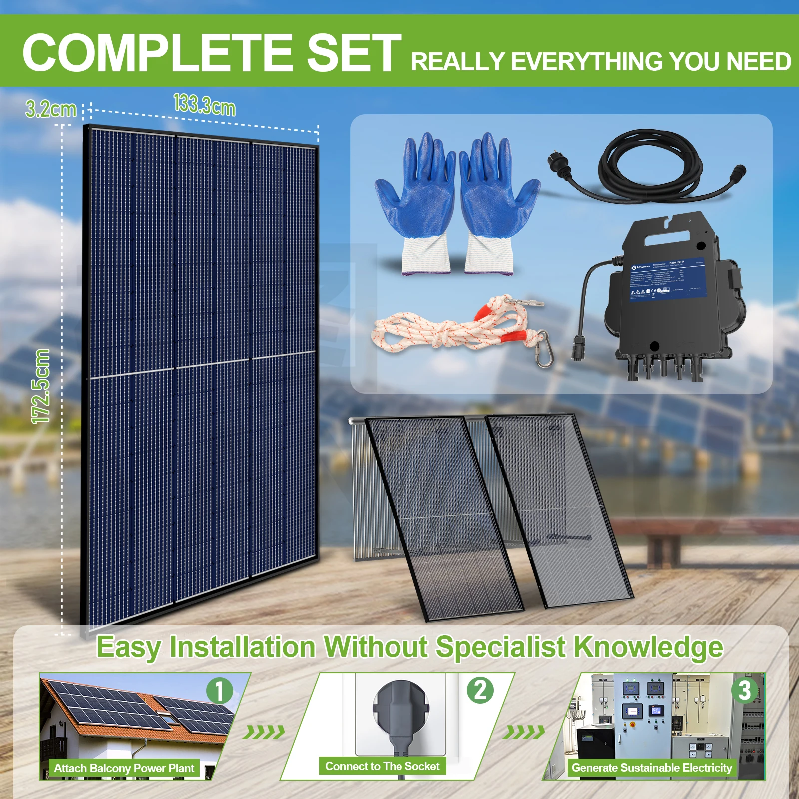 Complete Balcony Solar Power System Kit Easy Solar Kit All In One Solar ...