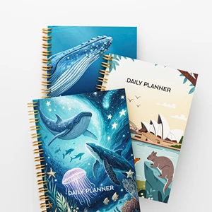 2026 2027 Custom Logo A5 Size Spiral Weekly Planner Notebook Luxury Design Paper Cover with A4 Size for School Use