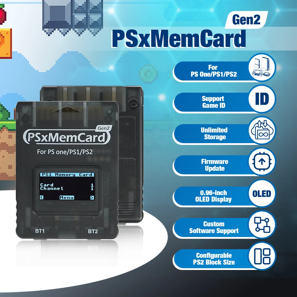 Bitfunx Game Accessories PSxMemCard Gen2 Store Game Saves for PlayStation1 PS One Playstation2 Game Consoles