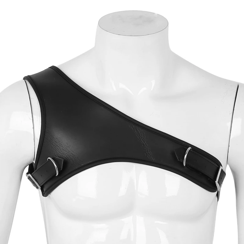 Punk Black Leather Body Shoulder Harness Half Chest Cage Belt Adjustable  Collar for Men(N001) at  Men's Clothing store