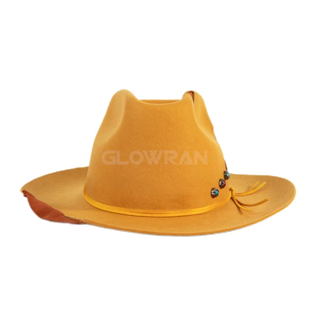Glowran Ready To Ship Wool Felt Cowboy Hats Adult Custom Logo