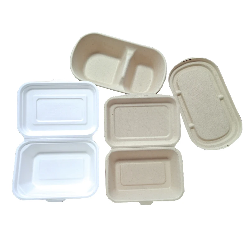 Biodegradable Clam Shell Sugarcane Bagasse Disposable Lunch Packaging ...