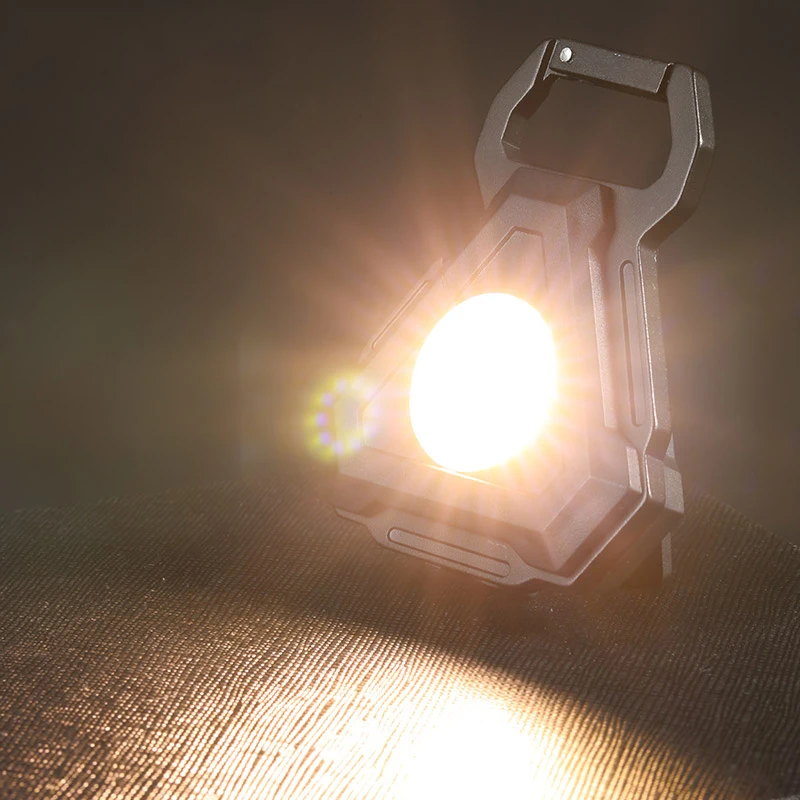 Triangle Strong Magnetic 24 COB Mini Recharge Torch Light COB Rechargeable Keychain Light with Bottle Opener Multi Function