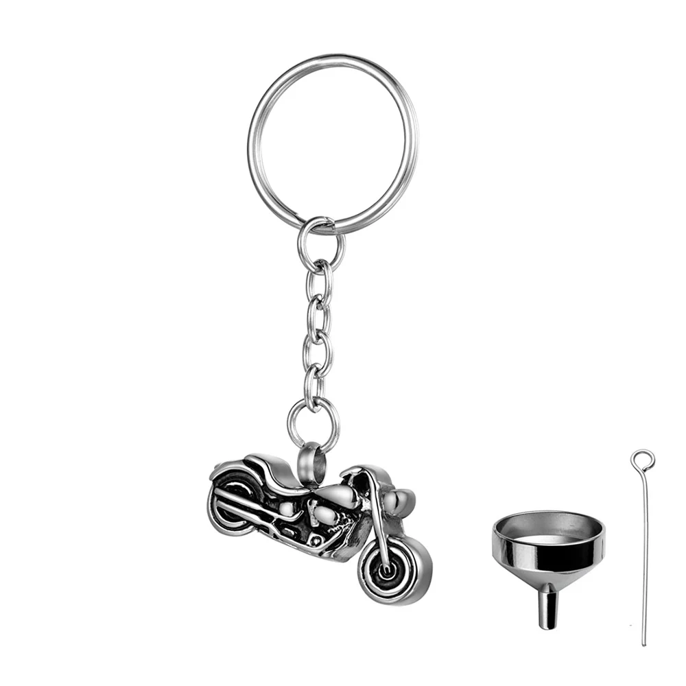 Cool Design Keepsake Urn Motorcycle Shape Pendant Keychain Memorial Pet Human Ashes Cremation Jewelry for Man Boy Women Gifts