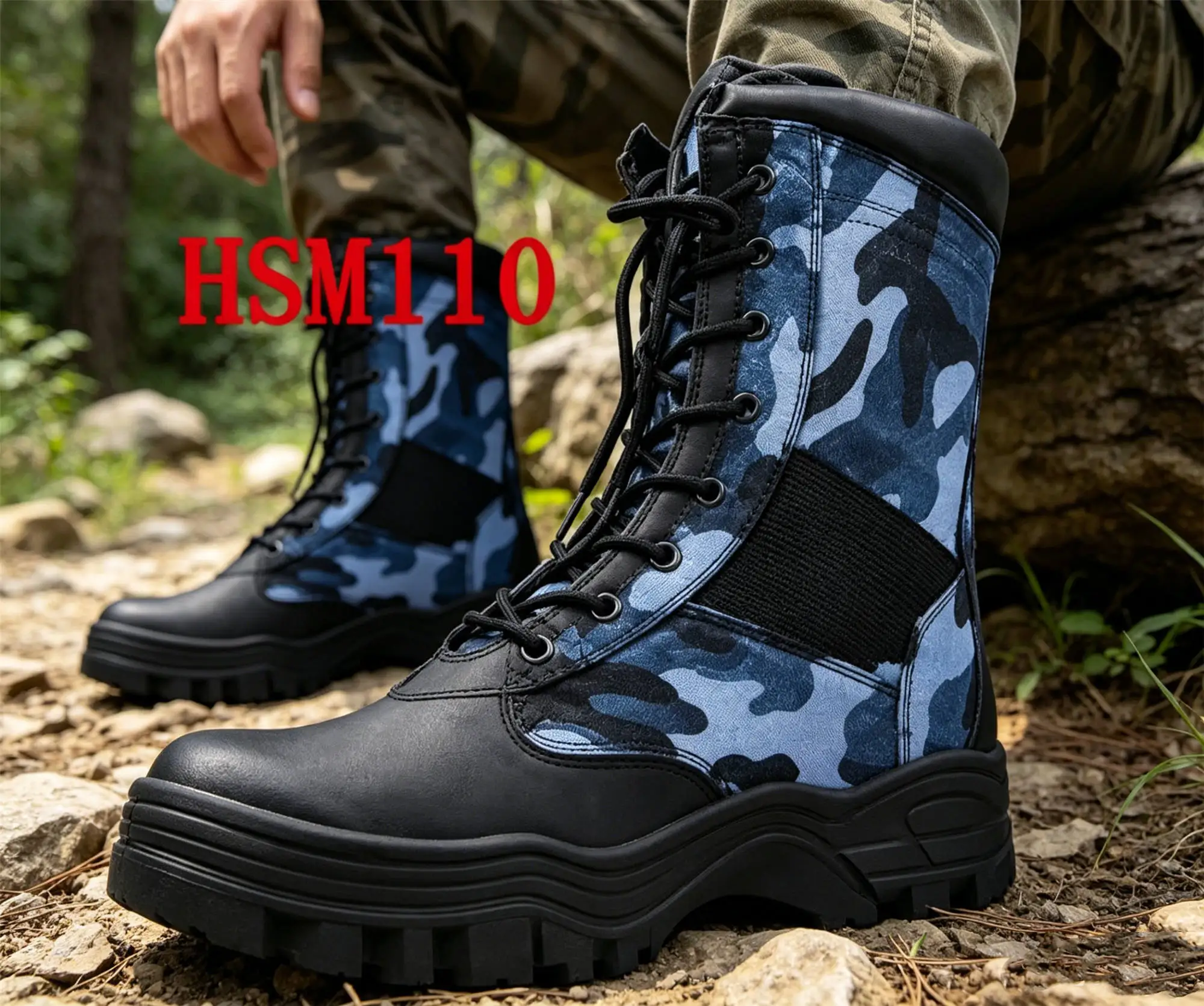 ZYF,Various Terrains Easy Hidden Blue Camouflage Combat Boots Plateau Training Hard Wear Rubber Outsole Tactical Boots HSM110