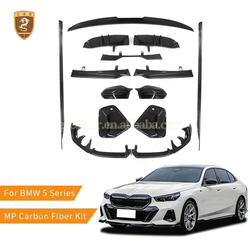 MP Style Dry Carbon Fiber Body Kit For BMW 5 Series G60 G68 2024 Year Front Lip Side Skirts Mirror