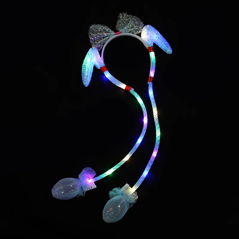 LED Rabbit Moving Headbands Glowing Funny Bunny Ear Headband Light up Led Rabbit Ears Move Toys Headpieces Christmas Nightclub