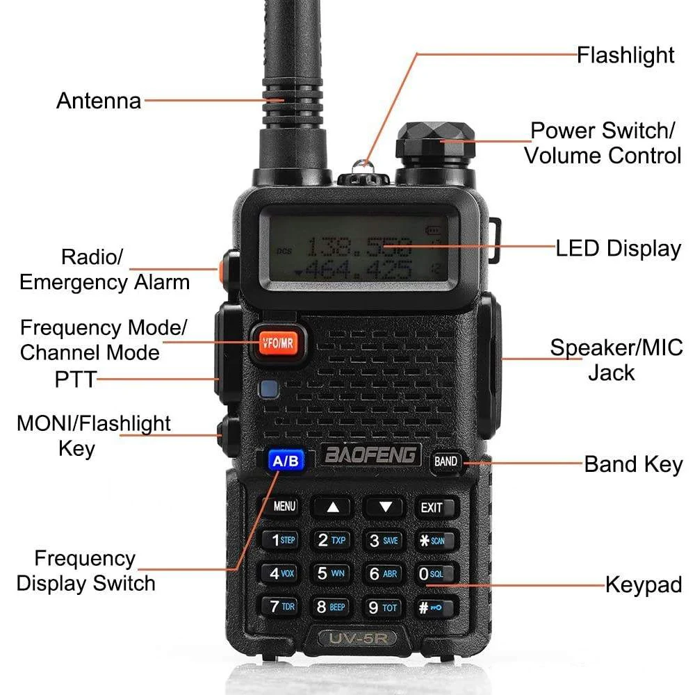 Boafeng Original Two Way Radio Uv-5r 5w/8w Handheld Radio 1800mAh Long Range Radio Vhf Baofeng UV 5R Walkie Talkie