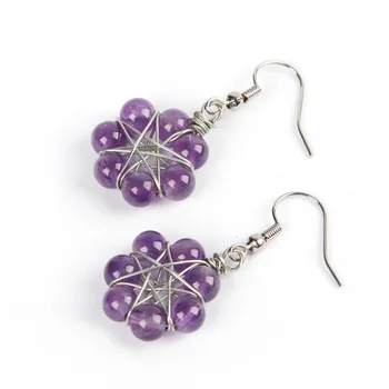 Handicrafts Diy Earrings Natural Crystal String Beads Seven Star Reiki Women&#39;s Pendant Earrings Fashion Charm Jewelry White