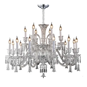New Europe Modern Snow White Glass Tube Chandelier Light Villa Decoration K9 Crystal Ring Bell Pendant Lamp