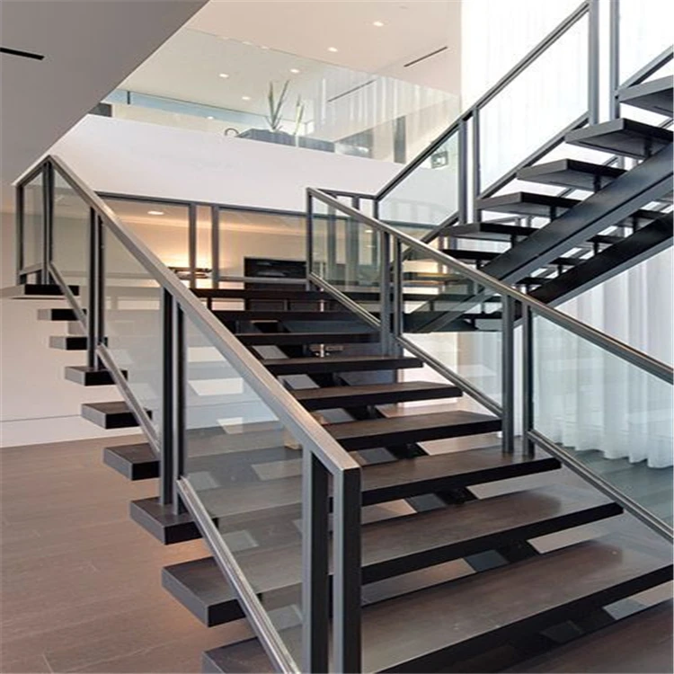 Modern Home Stairs Design Mono Stringer L Shaped Straight Steel Staircase