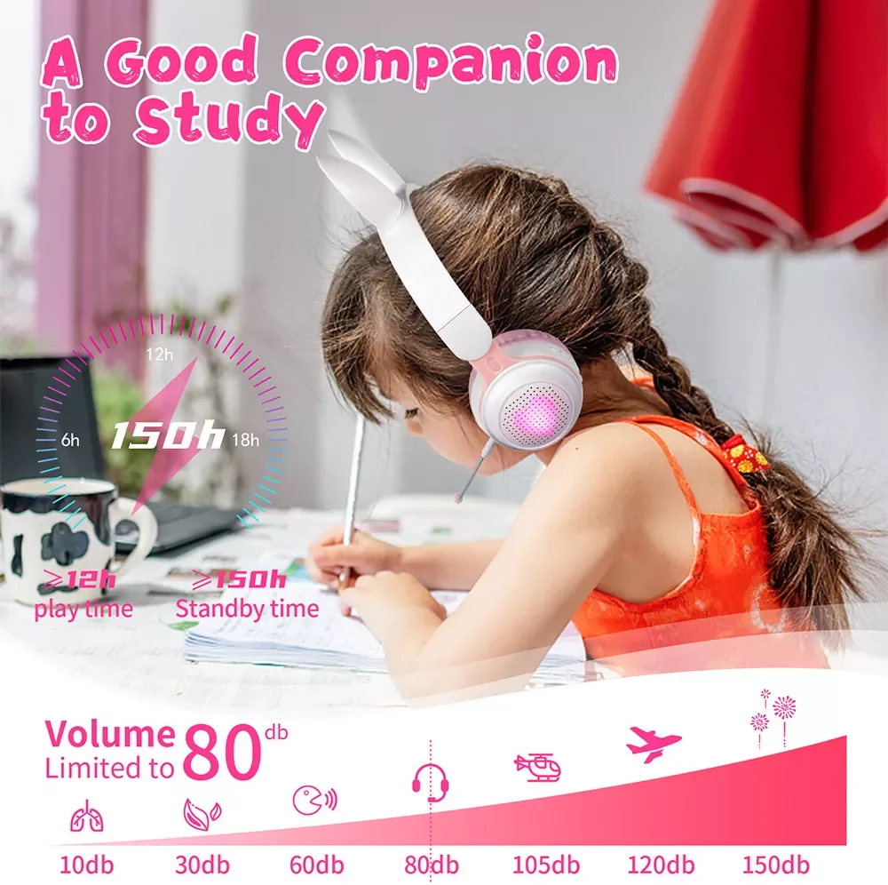 Shenzhen New Style Rabbit Gaming Earphone Over Ear Bluetooth Headphone with Mic for Kid