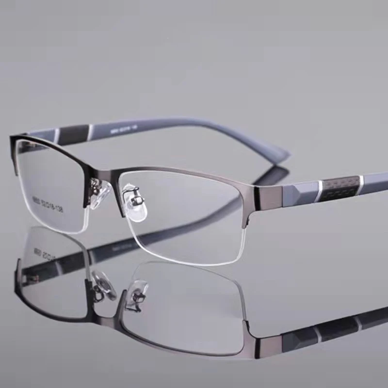 8850 Half Rim Alloy Half Frame Flexible Plastic TR90 Temple Legs Optical Eyeglasses Frame for Men and Women Eyewear