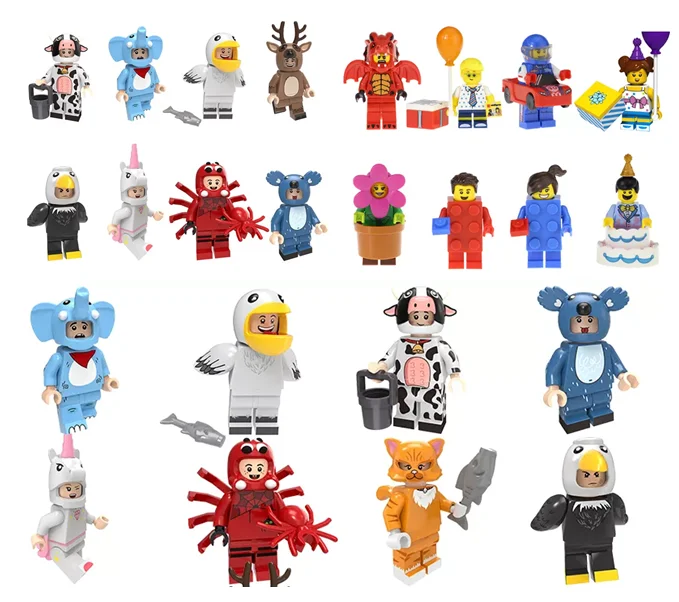 PG8224 PG963 PG8151 Building Block Pumping Zoo Animals Mini Dragon Balloon Boy  Fire Dragon Racing Man Kids Toys