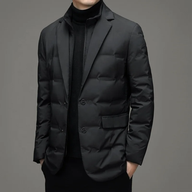Top Grade Man Jacket 2024 New Arrival Men Business Casual Classic Suit Collar 90% Gery Duck Down Coat Keep Warm Parkas_voghion.com